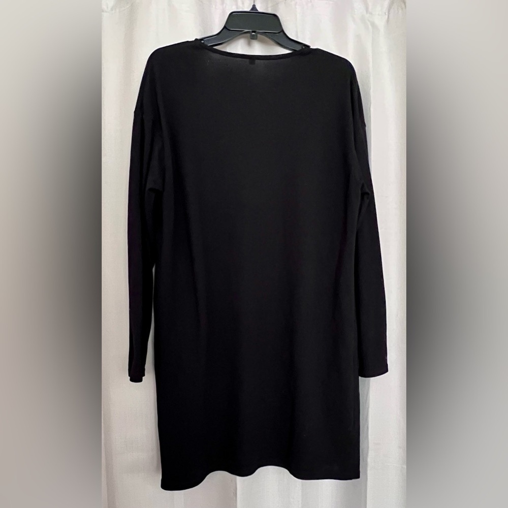 Black Open Front Longline Cardigan Duster with Pockets Size L - Picture 4 of 4